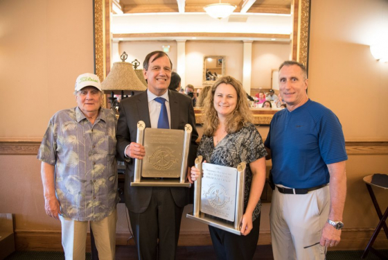 George Kraw and Lisa Schwantz accepting recognition at the 2018 Robert G. Mammini Scholarship Award